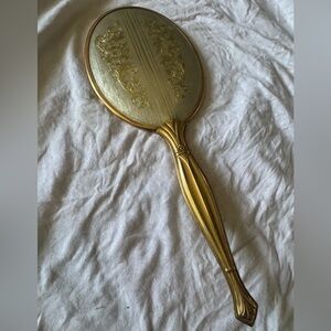 Vintage Style Hand Mirror in Gold Tone